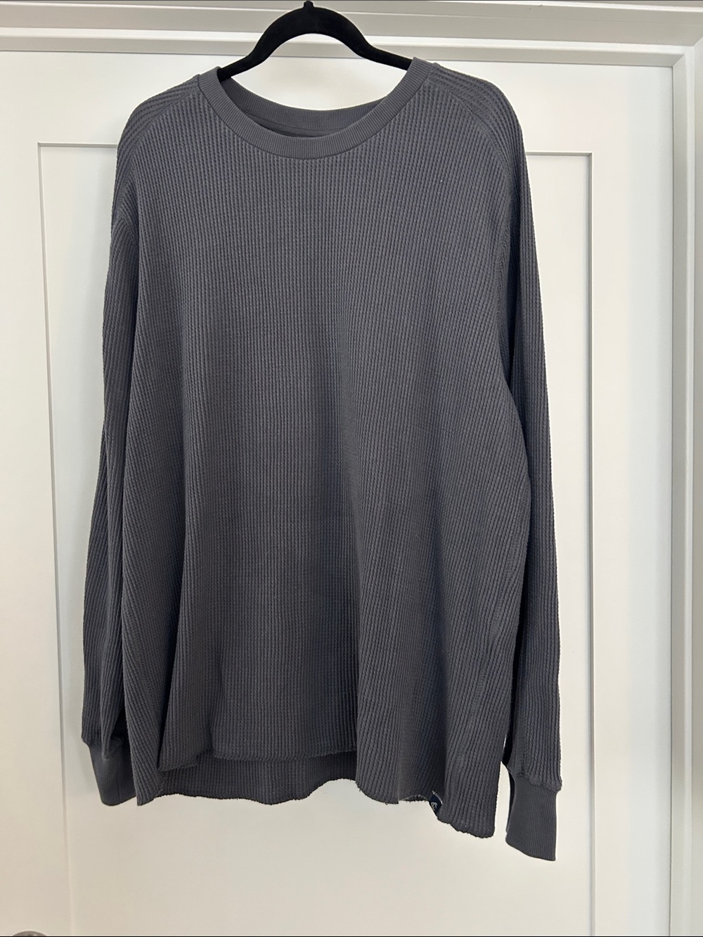 Grayers Clothiers Men's Crewneck Waffle Knit thermal, Gray 100% Cotton